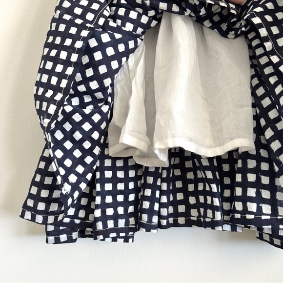 Emerson Fry India Collection Navy Blue Gingham Dress w Waist Tie Women’s Small - Picture 6 of 10